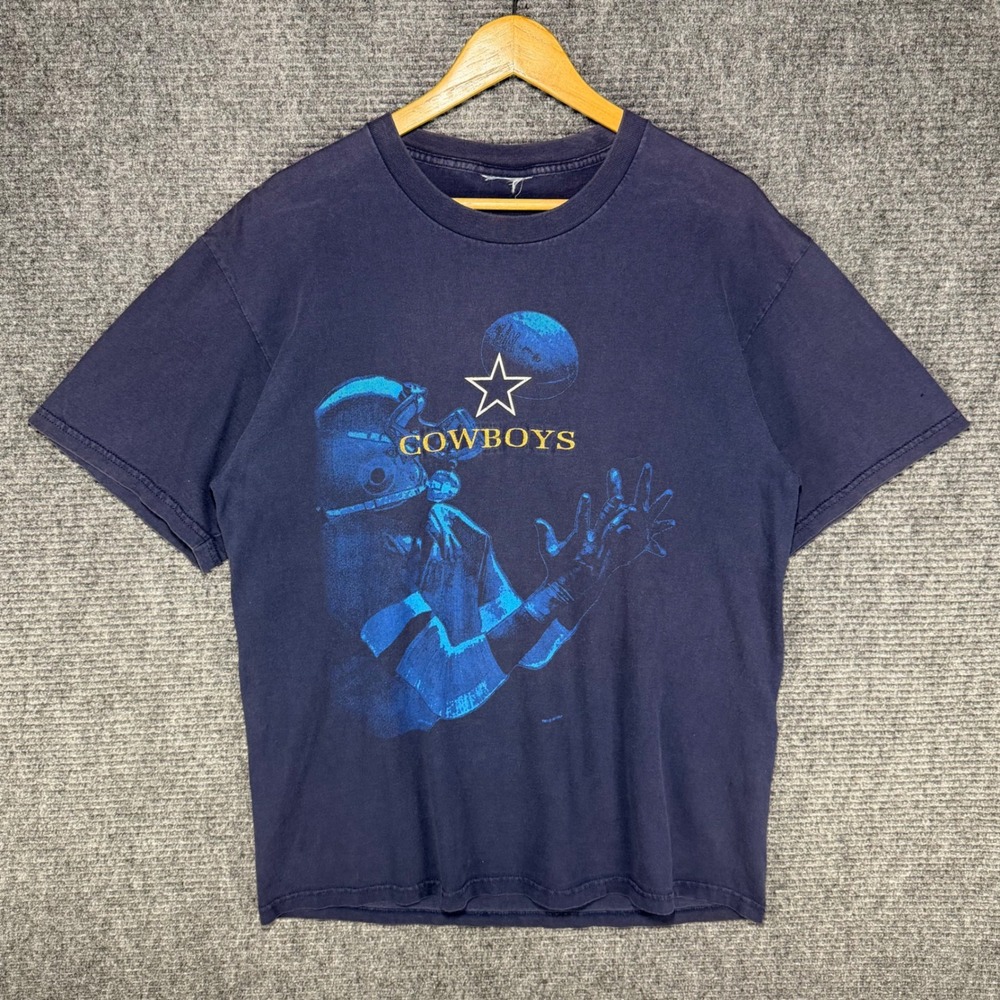 Vintage 1997 Dallas Cowboys T Shirt Mens XL Navy Blue NFL Football 90s Graphic